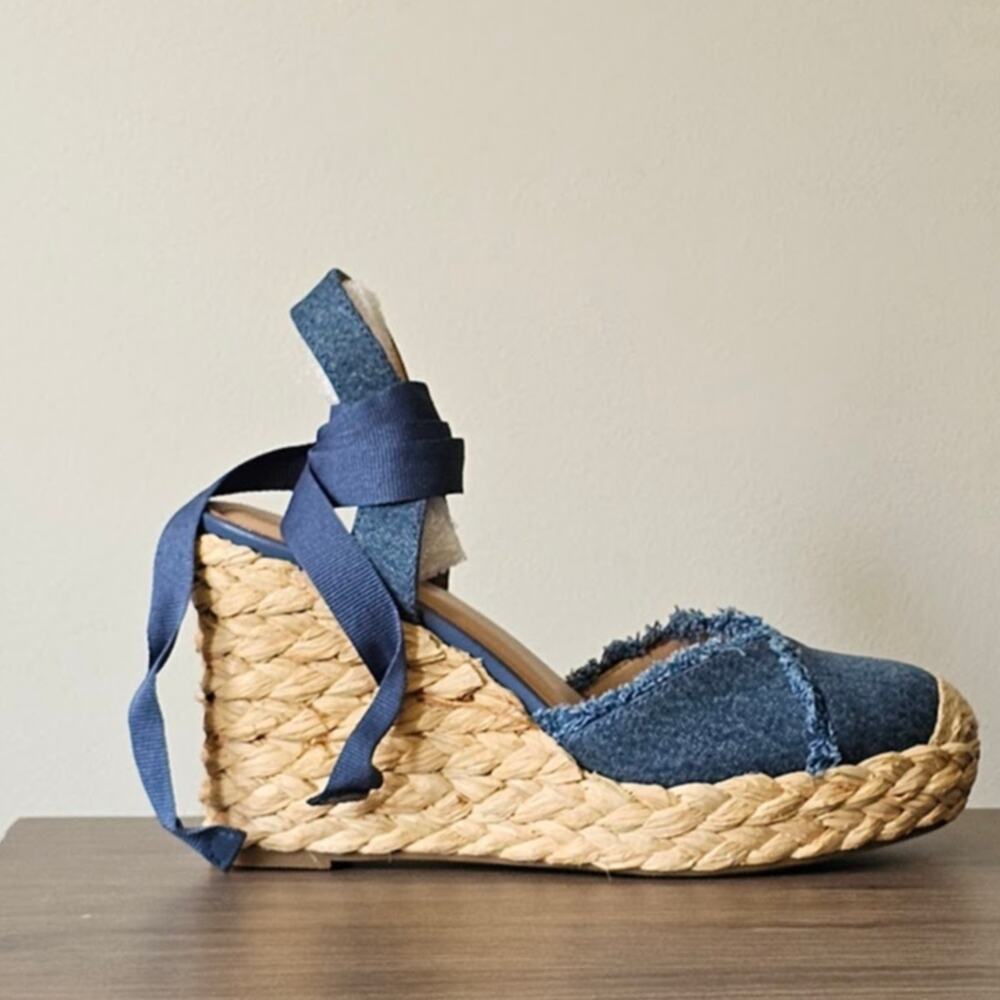 INC International Concepts Women's Espadrille Denim Wedges Size 7.5 Denim NWT - Picture 3 of 7
